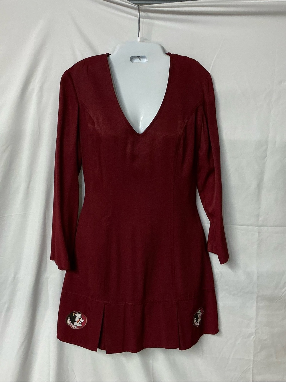 French Connection FSU Burgundy V-Neck Long Sleeve Dress Size M